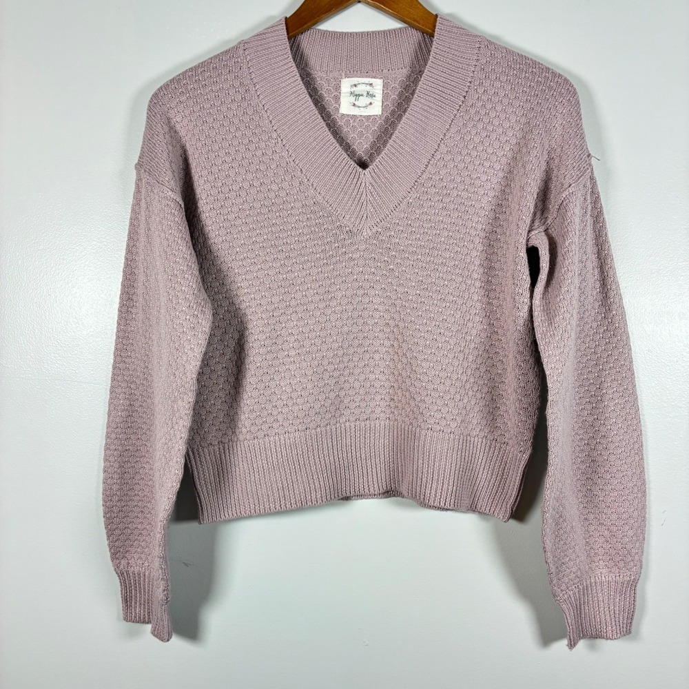 Hippie Rose Sweater Light Purple Textured Pullover Boho Cottage Soft Girl Pastel
